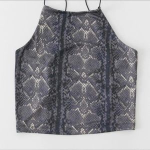 Snake print open back tank